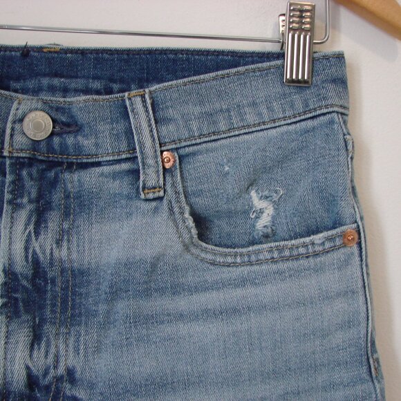 GAP Bermuda Jean Shorts High Rise Distressed Raw Frayed Hem Light Wash 27 4 - Picture 6 of 11